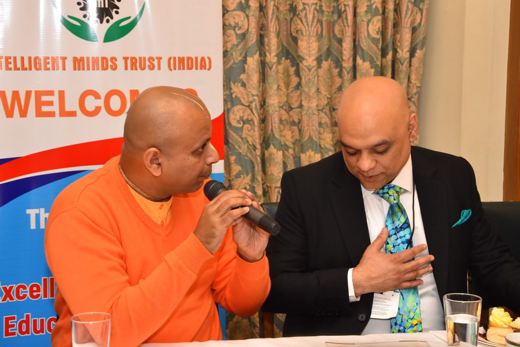 Gaur gopal das and Mr. Rajesh Bajaj During IMT excellence in education award 2019 in London