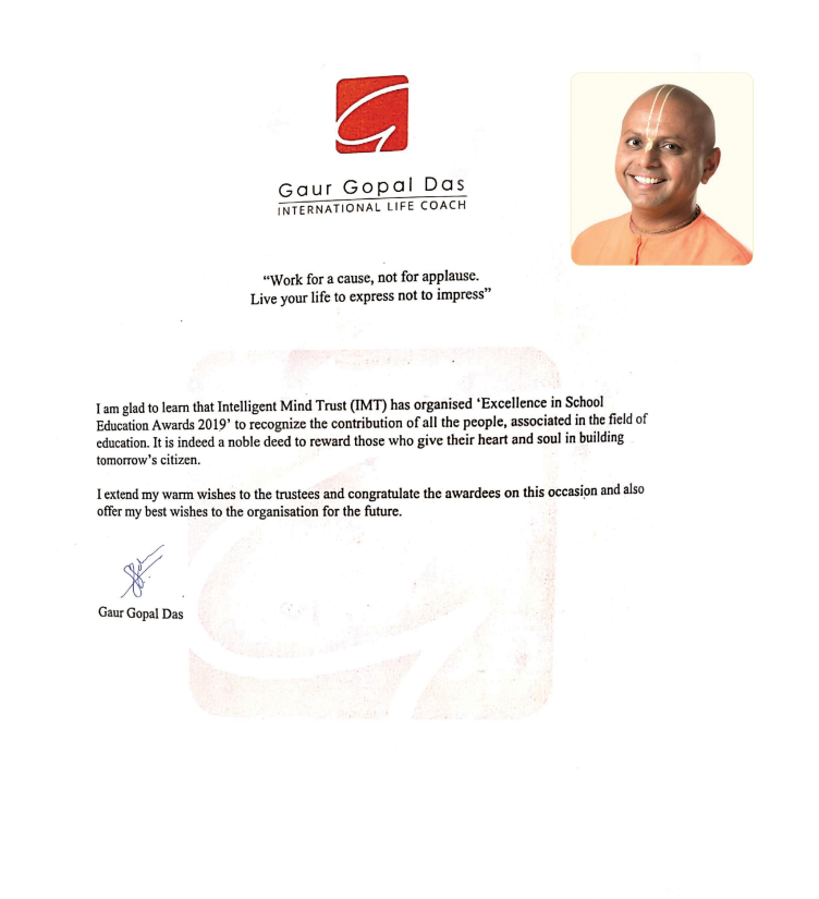 Sri Gaur Gopal Das​ Letter to IMT